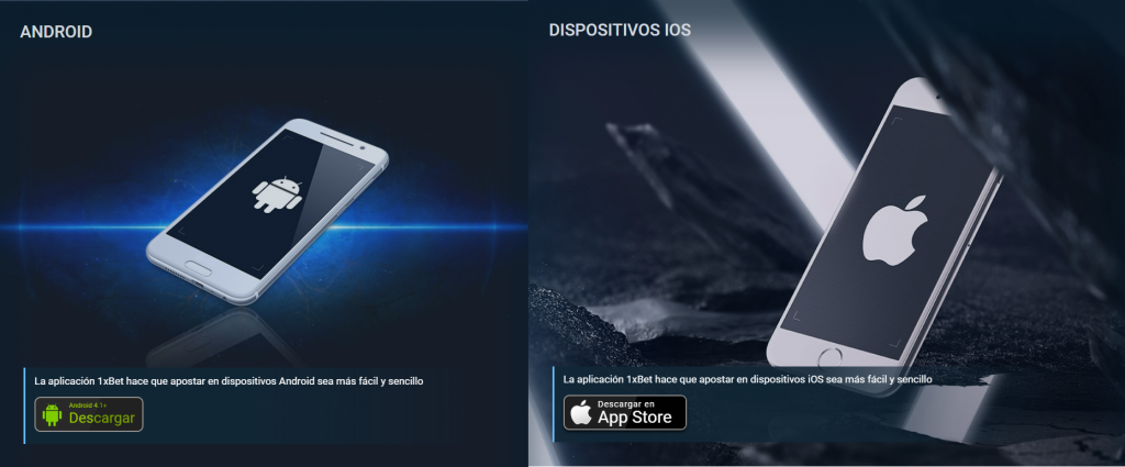 Aplicaciones m&oacute;viles de 1xBet M&eacute;xico