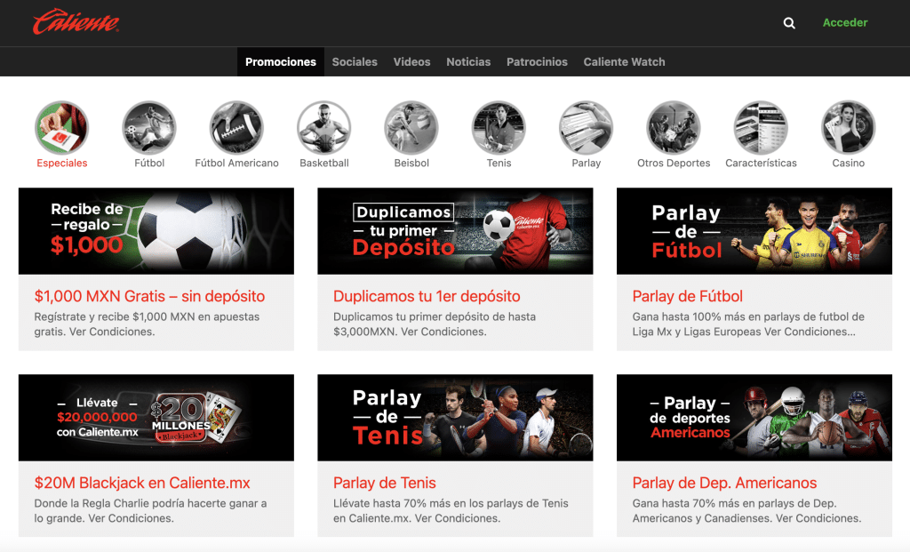 Promociones Caliente Deportes